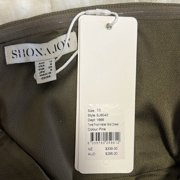 NWT Shona Joy Luxe Twist Front Halter Midi Dress - Pine size 6 - Picture 9 of 9